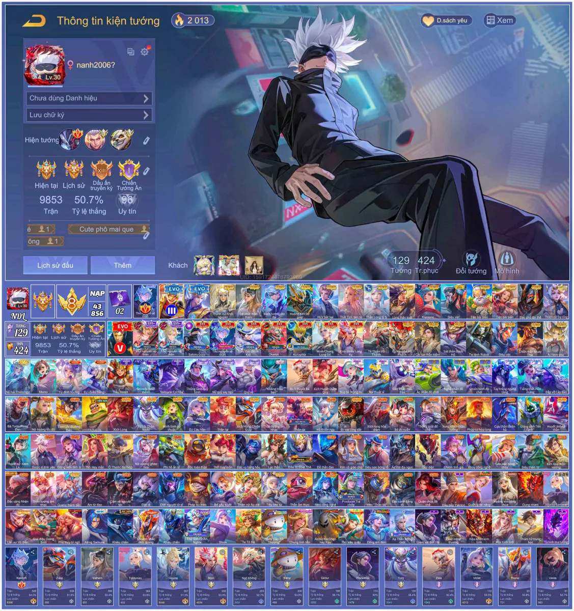 Tài khoản game: Acc Champ Nam Cực Đẹp