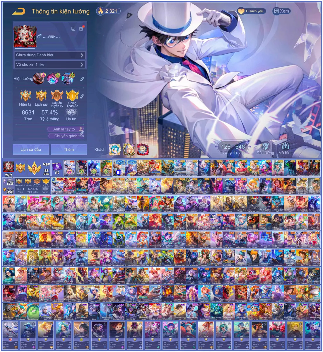 Tài khoản game: Kaito Kid 5xx skin