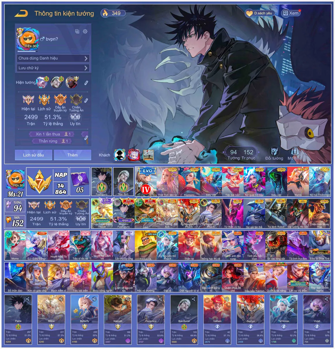 Tài khoản game: Murad, Paine, Nak 3s