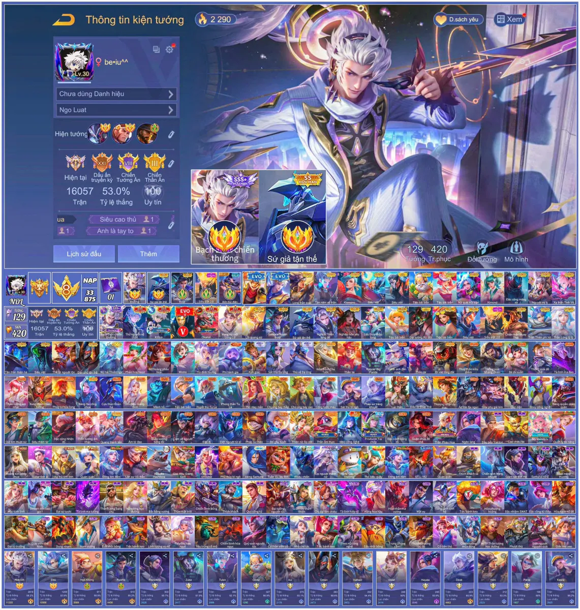 Tài khoản game: Vàng Nakaroth , Vàng Elsu , Nhiều Skin Nak